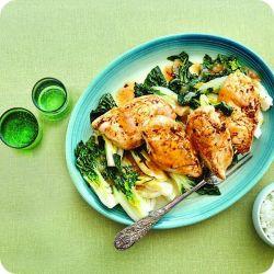 chicken legs with bok choy